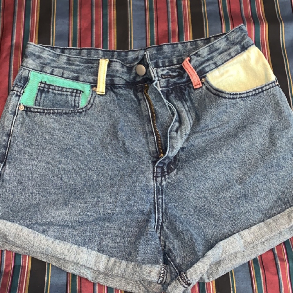 Colorful jean shorts